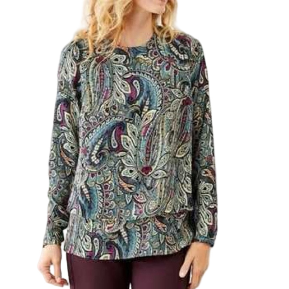 J. Jill Paisley Long Sleeve Blouse - Blue and Purple